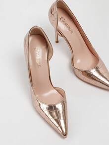 Modische minimalistische spitze Zehen sexy Nachtclub schlankende Stiletto Super High Heel High Heel Schuhe, elegante Damen High Heels, High Heels, elegante Damenschuhe, goldene High Heels - Champagnerfarben - Übersicht 3