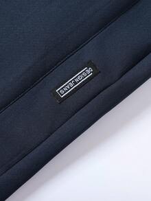 1 Pair Of Men's Solid Color Drawstring Waist Pocket Fleece-Lined Warm Sporty Casual Long Pants, Suitable For Daily Wear In Autumn And Winter. - 藏蓝色 - 查看 7