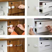 1个儿童安全带锁婴儿锁多功能儿童锁婴儿抽屉锁可调节长度防夹ABS儿童锁适用于橱柜抽屉马桶冰箱 - 彩色 - 查看 9