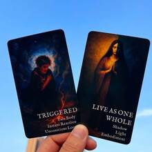 54 Tarot Cards Set, 13x8cm Reflective Moon Shadow Work Oracle Cards, Self-Discovery Emotional Perception Game, Spiritual Guidance Tool - Black - View 9