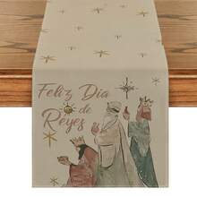 1 buah Taplak Meja Dekoratif Epiphany, Dekorasi Hari Tiga Raja, Tiga Orang Bijak, Tiga Majus, Tiga Raja dan Bintang, Tersedia Berbagai Ukuran, Taplak Meja, Dekorasi Meja, Kain Meja, Dekorasi Rumah, Dekorasi Meja Makan, Hiasan Perapian, Tirai Pintu & Jendela Kaca, Dekorasi Pintu Masuk - Krem - View 14
