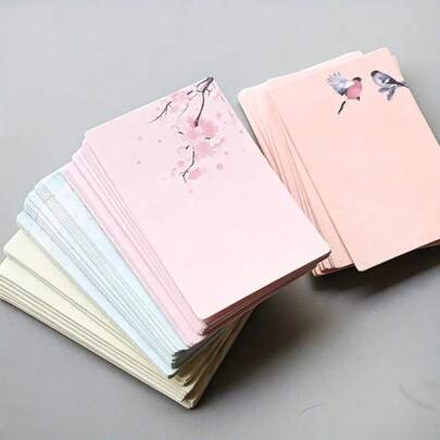 20张空白花卉贺卡，花卉图案，无涂层表面，英文，适用于感谢卡、便条、信息卡、书写卡、明信片、小型企业用品、礼品标签、生日卡、特色商品、学习用品