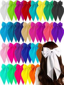 12个随机款式女士蝴蝶结发夹，复古法式蝴蝶结发卡，女士丝带蝴蝶结发卡，蝴蝶结派对发饰，适合夏秋两季佩戴，超值多用途套装，发夹和装饰品，爪夹，发爪，发夹，发卡，发卡，头饰 - 彩色 - 查看 12