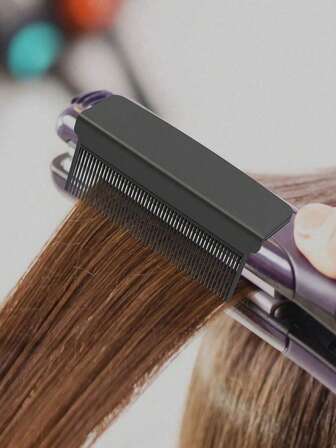 1个直发器，高温造型直板夹梳，带自粘式直发附件，美发造型工具，碳纤维塑料直发梳，沙龙及家用直发器，美发造型工具，直发器配件，自粘式耐高温碳纤维直发梳