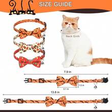 EXPAWLORER Collar de gato de Halloween con pajarita ajustable con campana extraible collares de dia festivo para mascotas para regalos de decoracion de Accion de Gracias paquete de 3 en 3 estilos - rojo - Ver 4