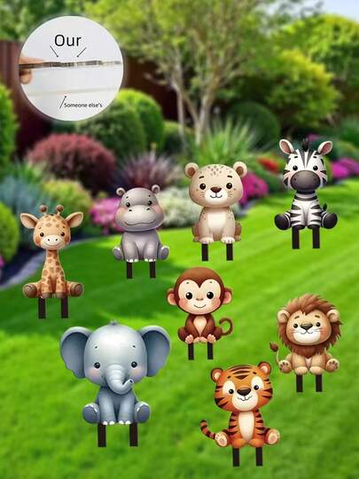 4 Stücke Dschungel Tier PVC Gartenschilder mit Stäben, wiederverwendbare Gerüstdekorationen für Outdoor, Dschungel Tier Thema Geburtstag Familie Feiertag Party Dekorationen, Affe Löwe Zebra Wild One Geburtstag Baby Shower Party Dekorationen, tropische Garten Rasen Terrasse Zubehör Partyartikel für Outdoor, dekorierte Garten Party Familie Rasen Terrasse Dekorationen Gartenschilder Outdoor Dekorationen für Partydekorationen Patio Stäbe, Party Geschenke
