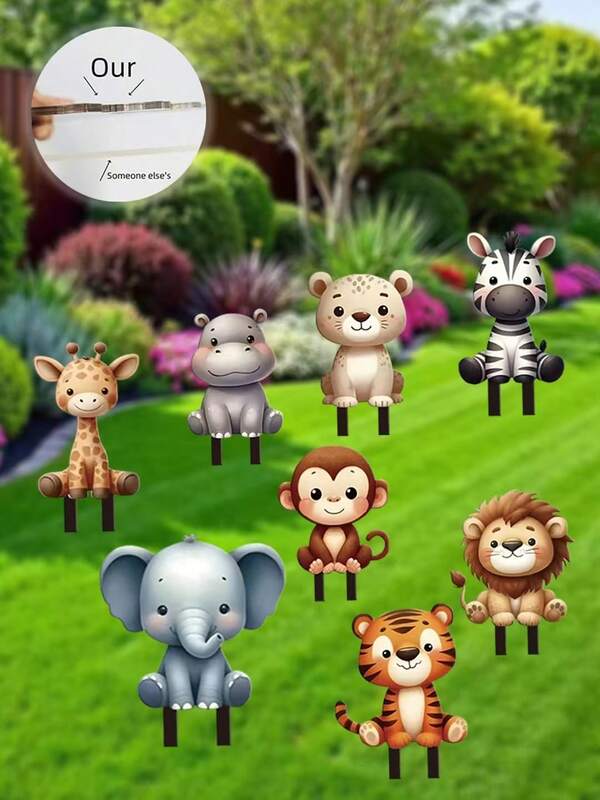 4pcs-Jungle Animal PVC Yard Signs With Sticks,Reusable Scaffolding Outdoor Decorations, Jungle Animal Theme Birthday Family Holiday Party Decoration Supplies,Monkey Lion Zebra Wild One Birthday Babe Shower Party Decorations, Tropical Yard Lawn Patio Accessories PartySupplies Outdoor Decorations, Decorated Garden Party Family Lawn Terrace Decorations Yard Signs Outdoor Decorations For Party Decorations Patio Stakes, Party Gifts