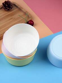 4 piezas Tazones redondos de plástico de colores, tazones para arroz, tazones para sopa, vajilla - Multicolor - Ver 4