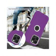 Apple Anti Drop, Shock-Absorbing, And Abrasion Resistant, Full Body Protective Phone Case, Sturdy, Three In One Protective Case Compatible With Iphone,  Galaxy  Waterproof Scratch Resistant - 紫色 - 查看 3