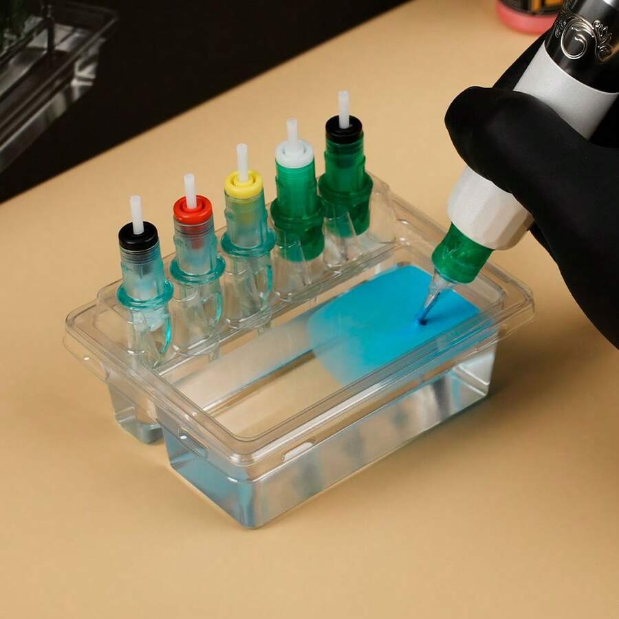 20PCS Disposable Square Partition Cup Holder, Disposable Needle Holder, Tattoo Needle Cleaning Cup, Tattoo Supplies - 無色 - 查看 1