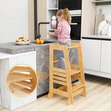Kids Kitchen Step Stool Kids Standing Tower W/ Safety Rails Nature - màu nâu - Xem 9