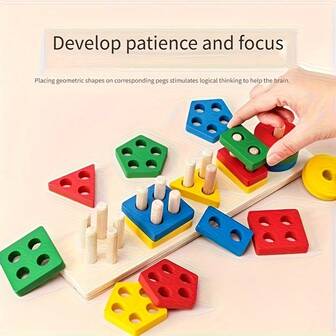 Youngsters Educational Building Blocks Toy Geometric Stacking Matching Shapes Color Recognition Pairing Early Learning Fine Motor Skills Classification Christmas Gift Halloween Gift