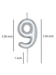 银色数字蛋糕蜡烛，金属蜡蛋糕装饰，适合生日、周年纪念、性别揭晓、单身派对、毕业典礼 - 公主主题，无羽毛，多用途庆祝蜡烛，无需电力 - 銀色 - 查看 4