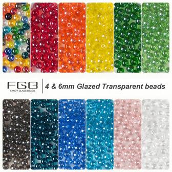 4毫米-30克/300颗散装釉面透明玻璃珠，散装小马珠，用于珠宝制作，迷你间隔珠散珠工艺品小玻璃种子珠，用于DIY手链项链耳环手机饰品