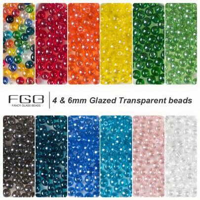 4mm-30g/300pcs Glazed Transparent Glass Beads Bulk, Pony Beads Bulk For Jewelry Making,Mini Spacer Beads Loose Beads Craft Small Glass Seed Beads For DIY Bracelet Necklace Earrings Phone Charms