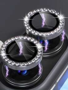 1 Set Flash Diamond Rhinestone Camera Lens Protector Film Set For Phone 12/12 Mini/12 Pro/12 Pro Max,Phone 13/13 Mini/13 Pro/13 Pro Max,Phone 11/11 Pro/11 Pro Max,Phone 14/14 Puls/14 Pro/14 Pro Max,Phone 15/15 Puls/15 Pro/15 Pro Max, Inlaid Imitation Diamond Decorated Camera Cover Tempered Glass Protecting Cover, Colorful Imitation Diamond