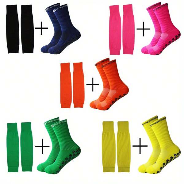 2pcs/Set Anti-Slip Football Socks & Bicycle Socks, Breathable Outdoor Basketball Leg Sleeves