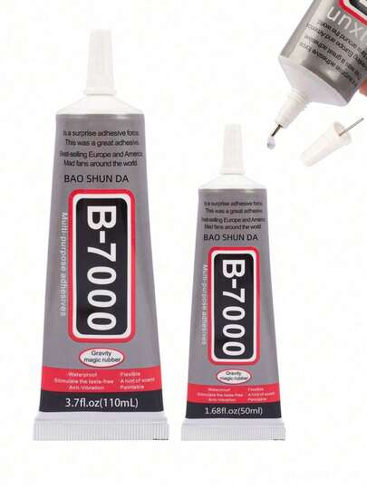 3ml/15ml/25ml/50ml/110ml B7000 Rhinestone Glue, Transparent Multi-Purpose Adhesive, Jewelry Crafts DIY Handmade Model Making Accessories B7000 Semi-Fluid High Viscosity Glue, Suitable For Clothing, Shoes, Textiles, Phone Screen Repair, Metal, Gems, Nail Art, Glass, Etc.