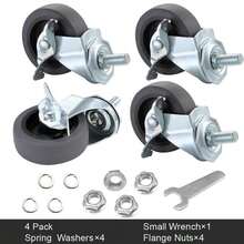 Caster Wheels, 3" Locking Swivel Stem Casters Set Of 4, 3_8"-16 X 1 (Screw Diameter 3_8", Length 1") Rubber Casters With 360 Degree No Noise Wheels For Furniture - ColorB - 查看 6