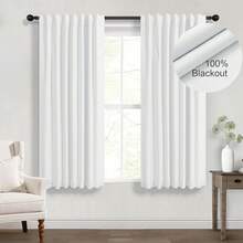 2 paneles de cortinas opacas de lino color crema de 84 pulgadas de largo, aislamiento térmico y bloqueo de luz, estilo rústico y de granja, blanco marfil, 2025 - Blanco - Ver 7