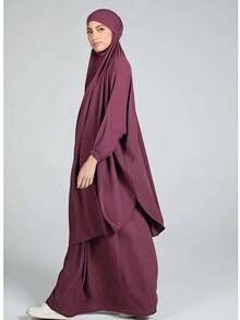 一套祈祷长袍 - 包括头巾和裙子，奢华女士宽松舒适设计，适合任何身材，适合女性日常穿着，私密性好。 - 彩色 - 查看 14