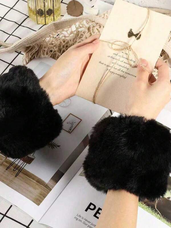 Guantes sin dedos de piel sintética para mujeres, lindos puños cortos para muñeca para fiestas y eventos de Año Nuevo, accesorio perfecto para vestidos de noche, otoño/invierno