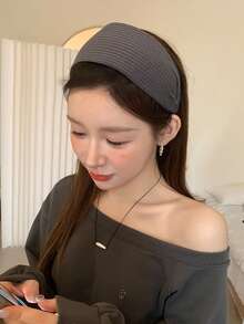 3条/1条 38厘米/14.96英寸周长 针织加宽黑/白/灰发带，时尚百搭高端优雅简约纯色发饰，适合日常佩戴、休闲、派对、通勤、海滩、扎马尾、盘发、洗脸、化妆、搭配服装等场合。 - 彩色 - 查看 6
