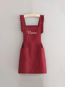 1pc Custom Printed Fashionable Korean Style Apron, Waterproof And Stain-Resistant, Cute Lace Skirt Apron, Black Anti-Fouling Apron, Sleeveless Apron, Suitable For Home, Kitchen, Nail Salon, Cooking, Baking, Nail Salon, Ladies Workwear, Coffee Smock, Household Cooking Cleaning Sleeveless Bib Apron - Multicolor - View 7
