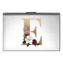 1 pièce Étui à cartes fin avec motif de lettre initiale de A à Z en or rose. Porte-cartes bancaires et de crédit minimaliste en métal d'aluminium fin. Porte-cartes RFID pour femmes et hommes. Organisateur de cartes bancaires mini-portefeuille petit portefeuille porte-cartes pour femmes et hommes - Argent - Voir 10