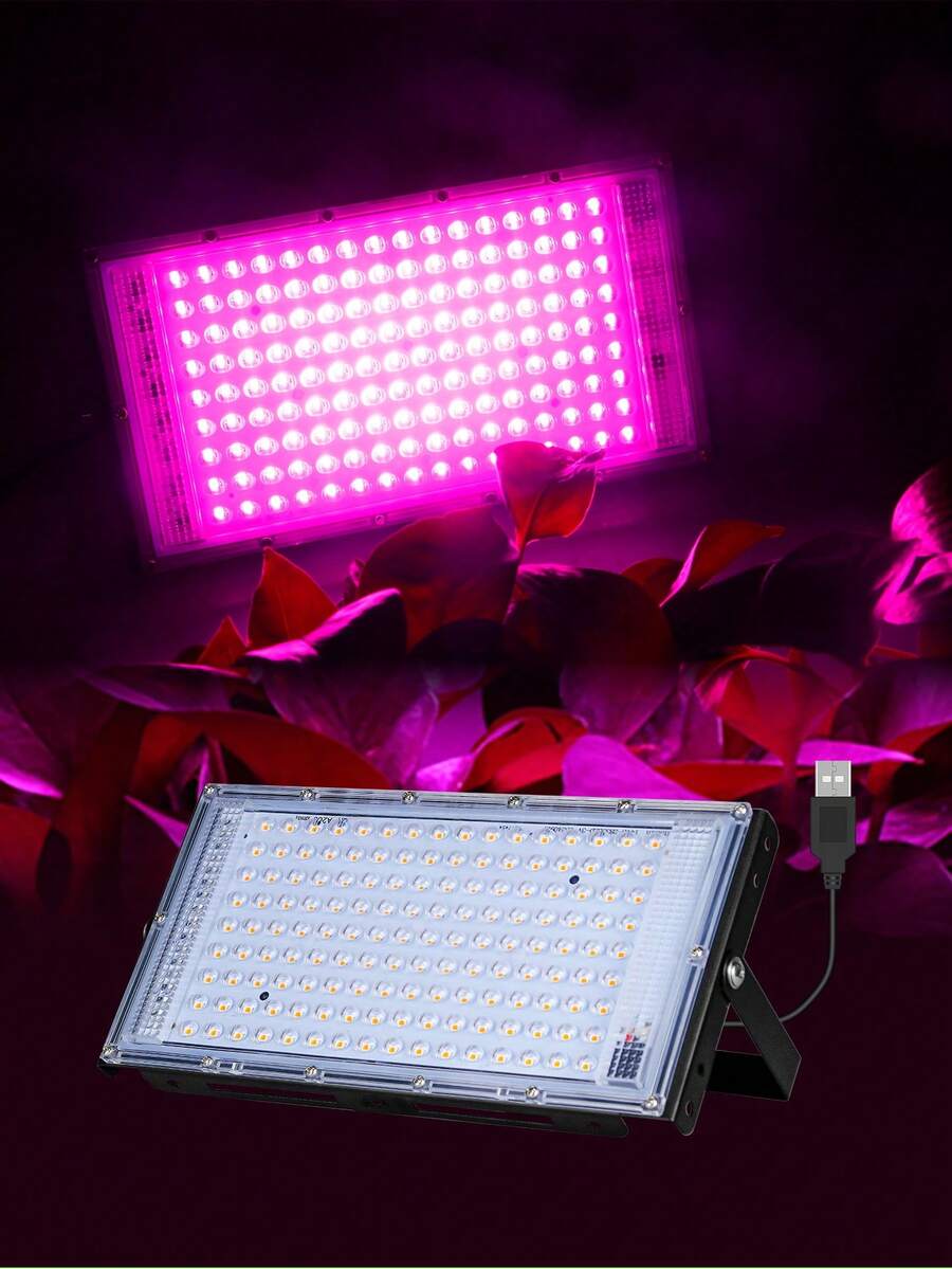 LED植物生长灯 全光谱室内USB 5V 红蓝温室帐篷水培系统生长箱种子填充灯 阳光 UV/IR 180°可调角度 绿色植物泛光灯 蔬菜 花卉 水果 盆栽 苔藓 多肉植物 盆栽 仙人掌 幼苗栽培灯 IP54防水种植照明 24/50/96/144颗LED灯珠