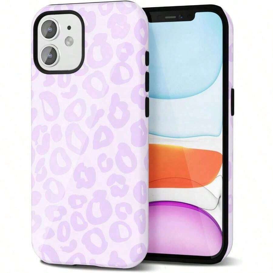 Cheetah Print All Over Print Mobile Phone Case For IPhone 17 Air 16 15 14 13 12 11 Pro Plus X XS Max Cellphone Protective Cover, Cute Leopard Case For Women, Luxury Retro Cool Animal Print Matte Surface Design, Aesthetic Pattern Slim Hard Shell Plastic Cover, White - Màu tím - Xem 1