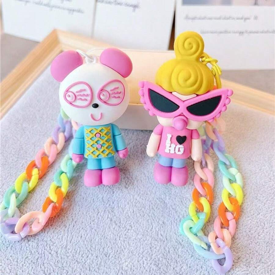 Rainbow Bracelet Keychain, Wrist Strap, Key Chain, Small Accessory, Practical Gift - Multicolor - View 1