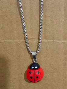 1对可爱迷你逼真甲虫耳环，精美瓢虫吊坠项链，迷人昆虫动物耳环，适合日常佩戴、派对、节日等场合。 - 紅色 - 查看 5