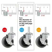 Caster Wheels, 3" Locking Swivel Stem Casters Set Of 4, 3_8"-16 X 1 (Screw Diameter 3_8", Length 1") Rubber Casters With 360 Degree No Noise Wheels For Furniture - ColorB - 查看 3