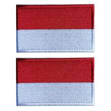 2 PIEZAS Parches con bandera de Indonesia bordados, parche táctico militar de moral, aplicación con cierre de gancho y bucle - Indonesia - Ver 1