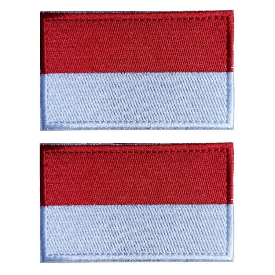 2 PIEZAS Parches con bandera de Indonesia bordados, parche táctico militar de moral, aplicación con cierre de gancho y bucle - Indonesia - Ver 1