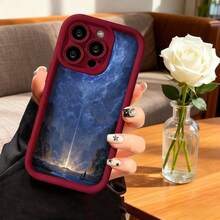 Cubierta de telefono con borde negro y diseño de paisaje mágico con cascada luminosa en tonos azules y dorados para uso diario y viajes - Burdeos - Ver 2