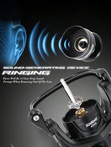 SOUGAYILANG 1PC Black Spinning Reel 1000-4000 Series 5.2:1 Gear Ratio Aluminum Spool Resistant To Seawater Erosion Foldable Handle Anti-Twist Line Roller For Freshwater And Saltwater - Black - View 8