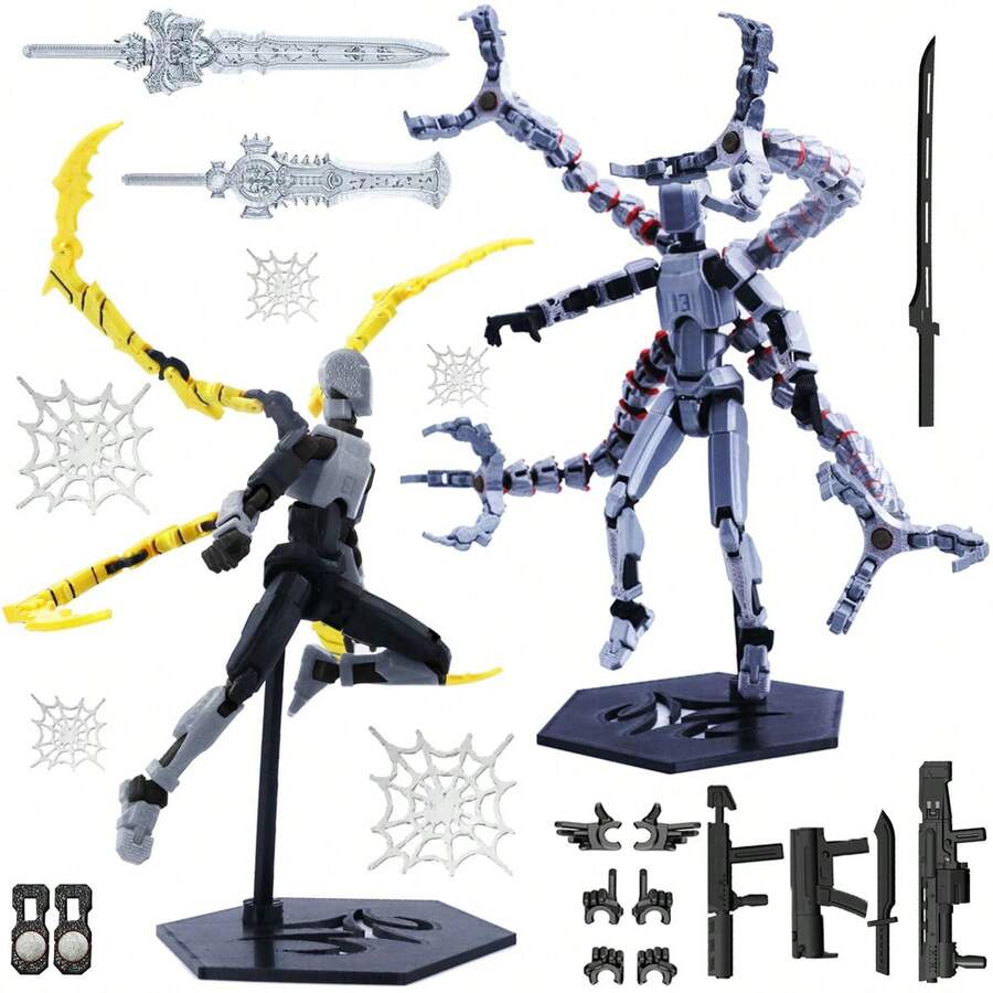 3D打印个性化玩具人偶,T13可动人偶配件,第13号假人T13多关节可动人偶,收藏家桌面摆件T-13可动3D打印玩具 - 彩色 - 查看 1