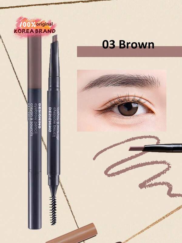 The Face Shop Lápiz de cejas diseñador FMGT, 03 Marrón, fórmula de larga duración e inalterable, muy pigmentado, fórmula difuminable, se mantiene todo el día, cosméticos de Corea, regalo de K-Beauty