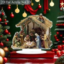Traditional Christmas Scene Acrylic Sign - Desktop Nativity Decor For Home, Office & Cafe - Weather-Resistant Bohemian Style Holiday Ornament - Unique Gift Idea - Multicolor - View 2