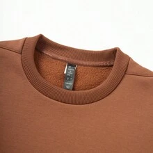 Adidas Unisex Crew Neck Sweatshirt With Fleece Lining, Perfect For Layering. - Brown - View 4