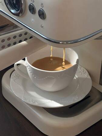 1pc Minimalist Vintage Embossed Bow Princess Style Ceramic Tableware Set, Including Dessert Plate, Coffee Cup & Saucer, Round Plate, Couple Cup & Saucer, Elegant Afternoon Tea Gift For Friends