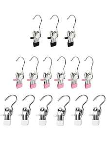 50/40/30/20/15/10/5件不锈钢衣夹，带钩洗衣衣钉，衣柜靴子衣架，带钩夹子，便携式挂衣夹，衣柜收纳袋，多功能单夹衣架，靴子夹，无缝挂钩织物收纳袋，适用于裤子、帽子、裙子、袜子、鞋子、裙子、牛仔裤、靴子、裙子