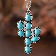 Creative Cactus Carved Turquoise Earrings Simple Retro  Jewelry Simple And Elegant, Suitable For Daily Wear Or Party Fashion Women's Earrings Jewelry Accessories Exquisite Gift For Women - F Model - View 10