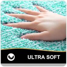 OLANLY Bathroom Rugs 24x16, Extra Soft And Absorbent Microfiber Bath Mat, Non-Slip, Machine Washable, Quick Dry Shaggy Bath Carpet, Suitable For Bathroom Floor, Tub, Shower (Small, Green){Inchcolor_nameinch:InchGreenandWhiteinch,Inchsize_nameinch:Inch24\Inchx16\Inchinch} - Hijau dan Putih - View 4