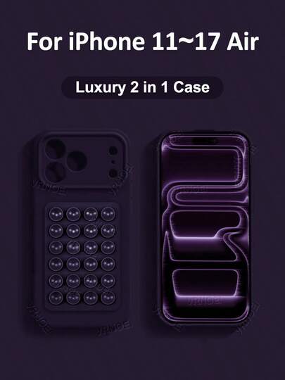 VOUVI Étui de protection en silicone avec ventouse compatible avec 17, 14, 12, 11, 13, 15, 16 Pro Max, 16, 15, 14 Plus, 16 E, 17 Air. Couleur unie, design d'affaires minimaliste et de luxe, accessoires de téléphone antichoc.