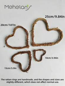 MEHELANY 1pc Christmas Wooden Heart Shaped Wreath, Wedding Christmas Party Decor DIY Hanging Woven Wreath Craft, For Wall & Door Decor, Home Rustic Heart Vine Wreath, Vine Wreath For Door Wall Decor (10/15/20/25cm) - Love-1PC - View 2