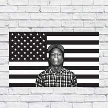 Black American Flag ASAP Rocky Tapestry – Rap Artist Wall Art – Hip Hop Bedroom Dorm Decor – Gift For Music Fans - đen - Xem 1