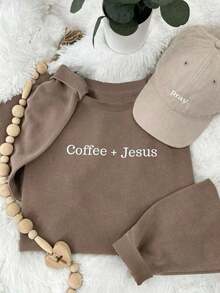 LCWomen's Drop Shoulder Long Sleeve Sweatshirt,Long Sleeve Tops Graduation,Back To School Outfits,Graduation,Teacher Outfits Women,Back To School Pullover Fall OutfitCasual Daily Wear - 棕色 - 查看 1